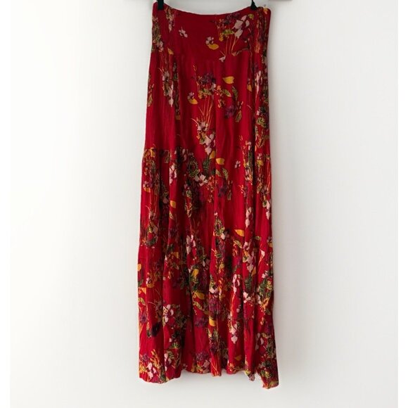 Free People One Aloha Printed Wide Leg Pants Womens Large Tie Boho Palazzo FLAW! - Picture 1 of 16